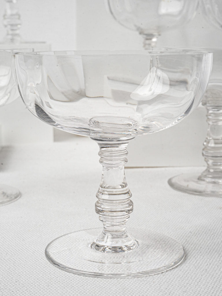 Set of 10 antique crystal champagne coupes