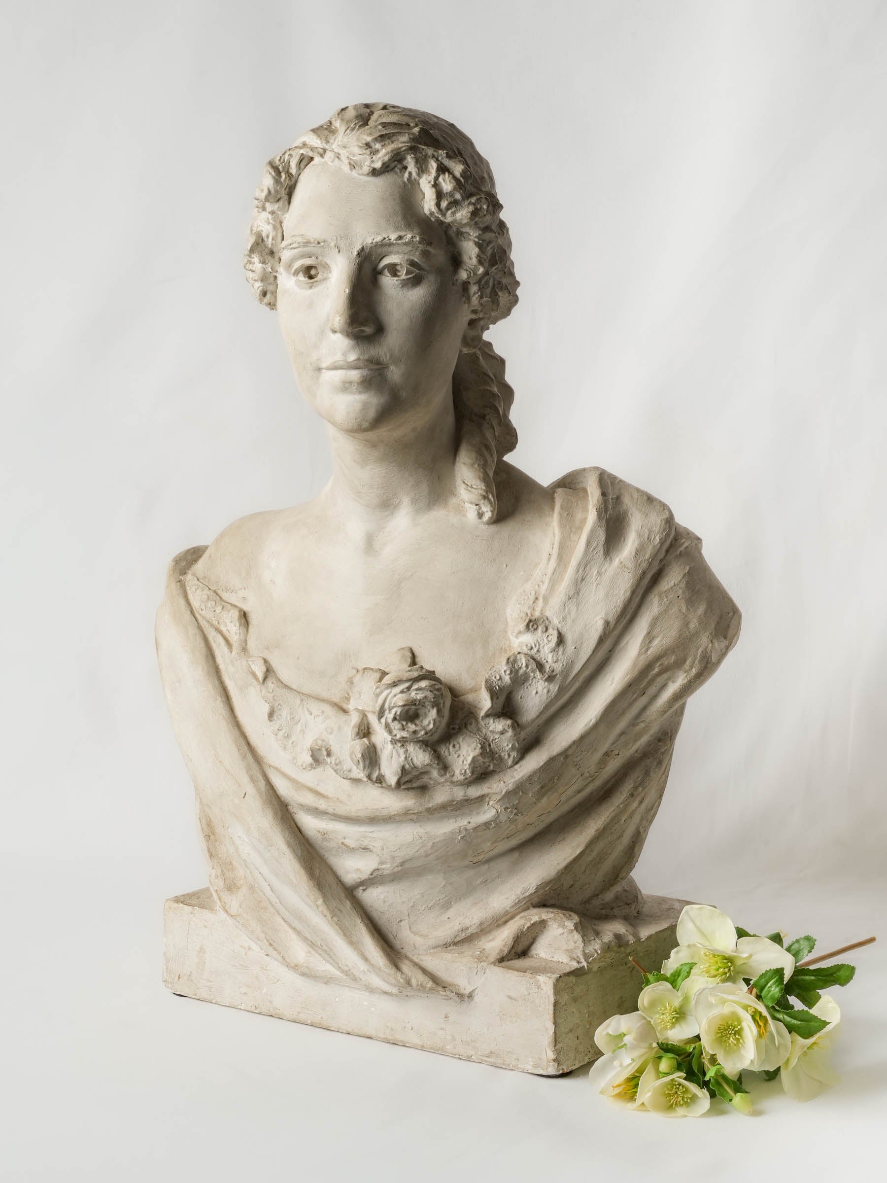 Lifesize French Plaster Bust of a Young Woman, Circa 1900 - 27½"
