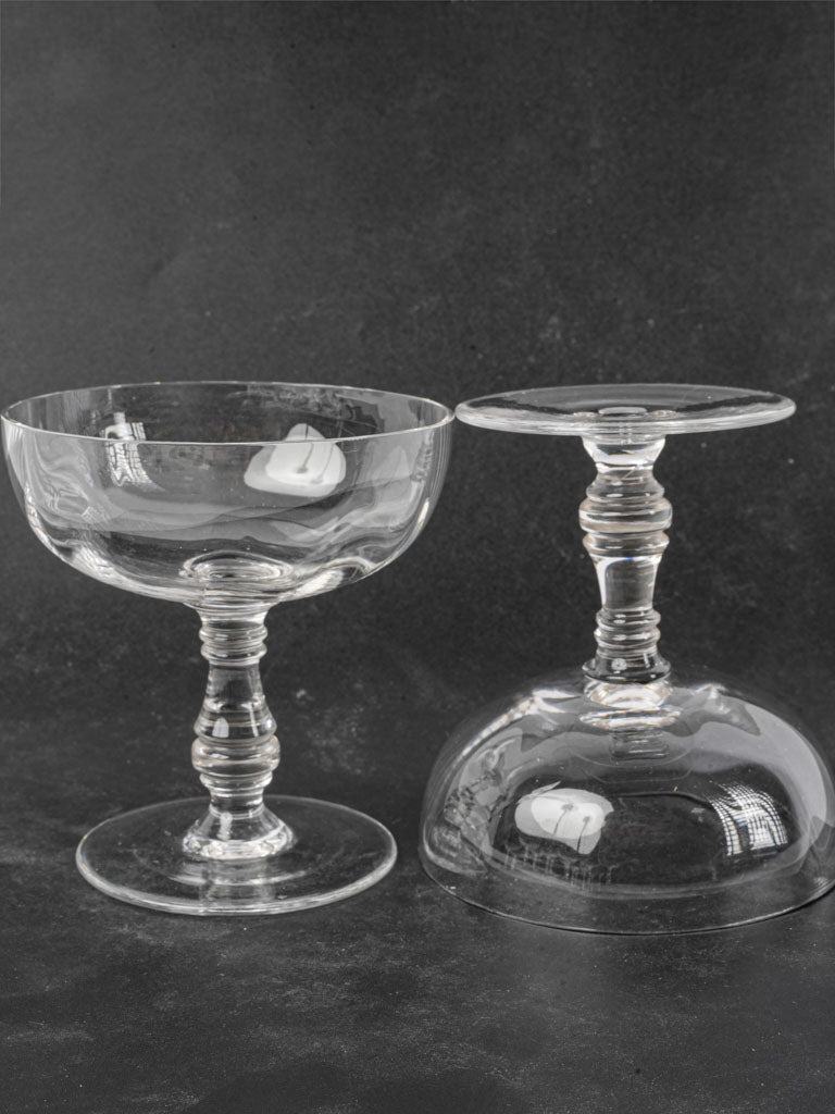 Set of 10 antique crystal champagne coupes