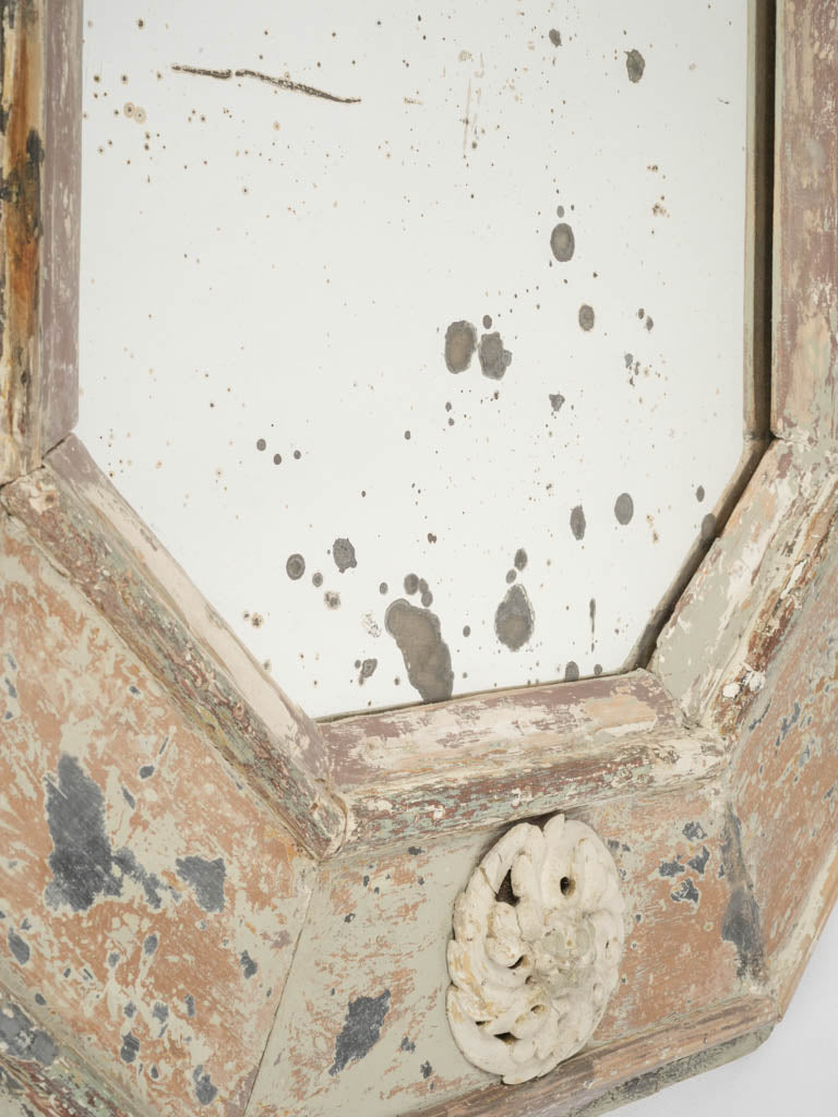 Painted beige floral mirror