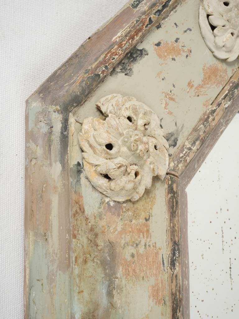 Distressed cream geometric mirror