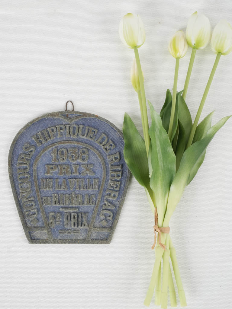 Weathered blue 1938 horse show prize