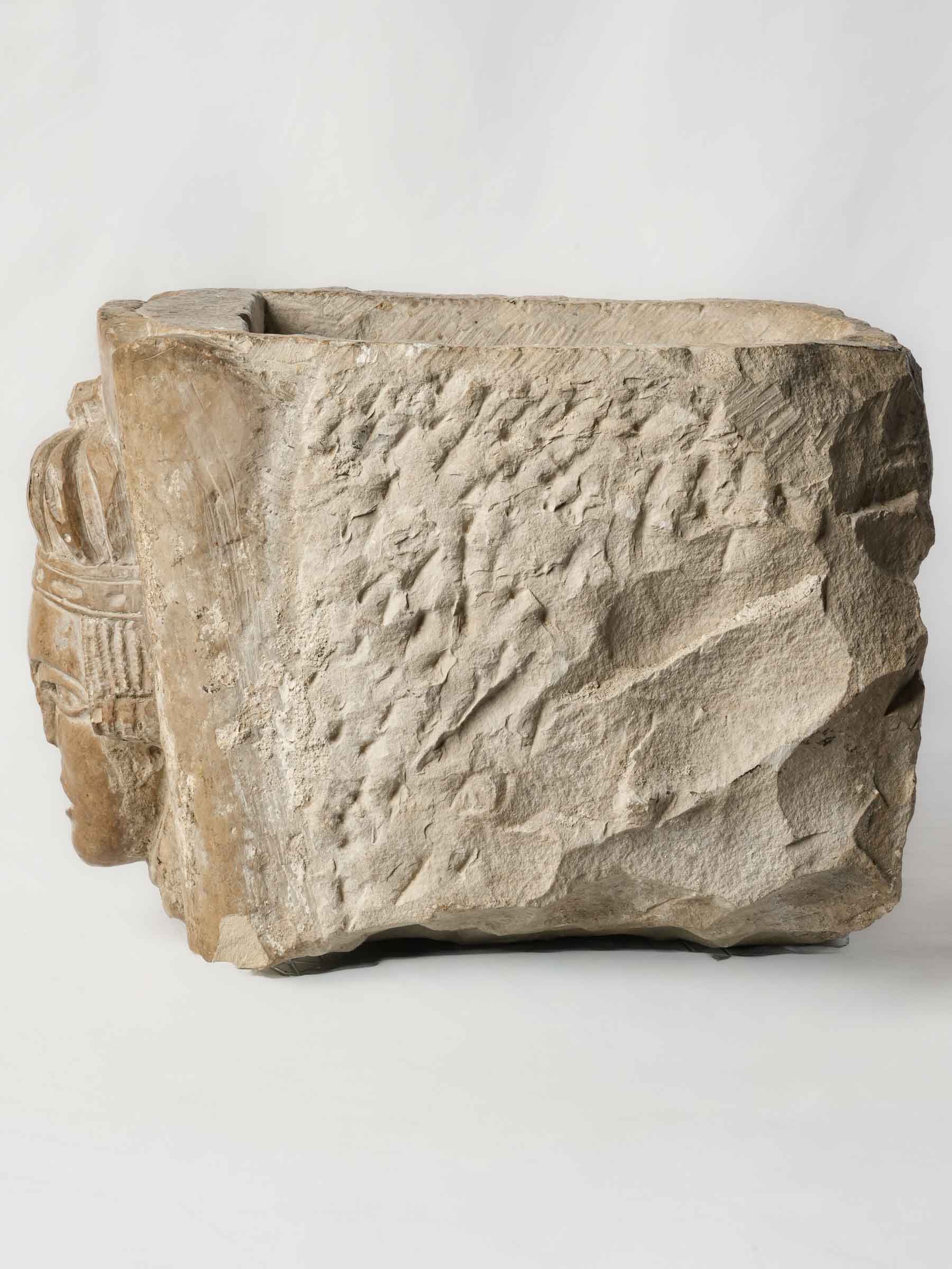 Architectural Carved Stone Water Spout with Crowned King's Head, Circa 1600 - 12¼"