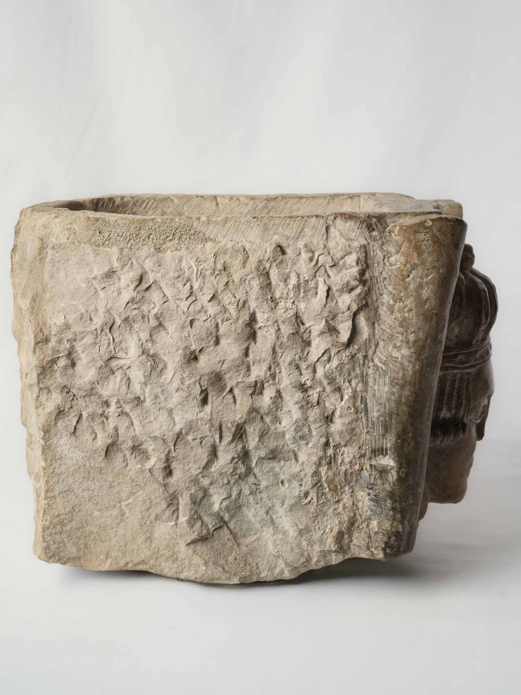 Architectural Carved Stone Water Spout with Crowned King's Head, Circa 1600 - 12¼"