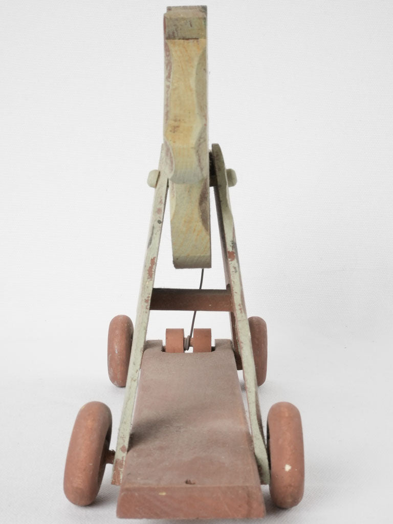 Little antique wooden pull toy horse 9½"