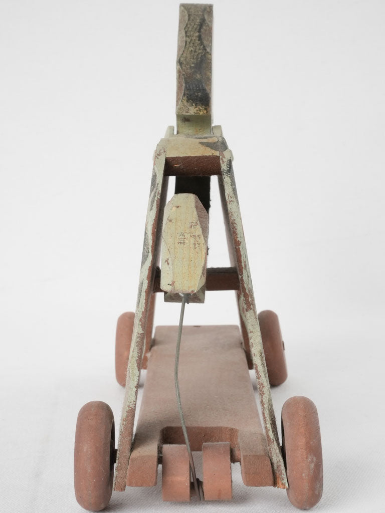 Little antique wooden pull toy horse 9½"