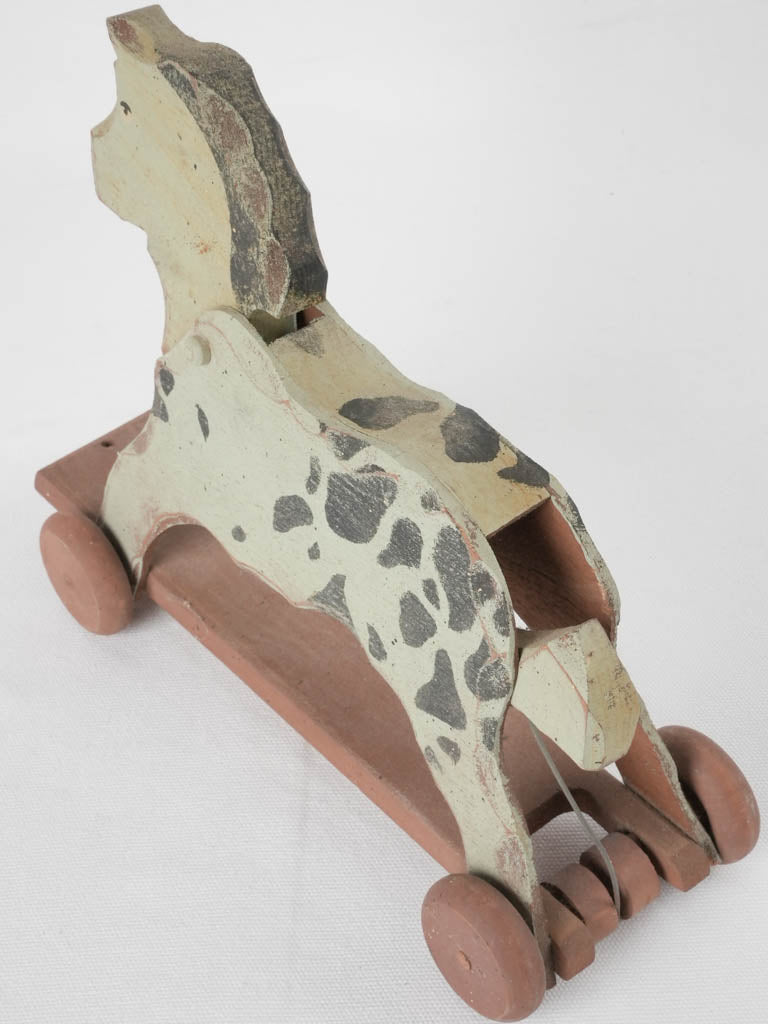 Little antique wooden pull toy horse 9½"