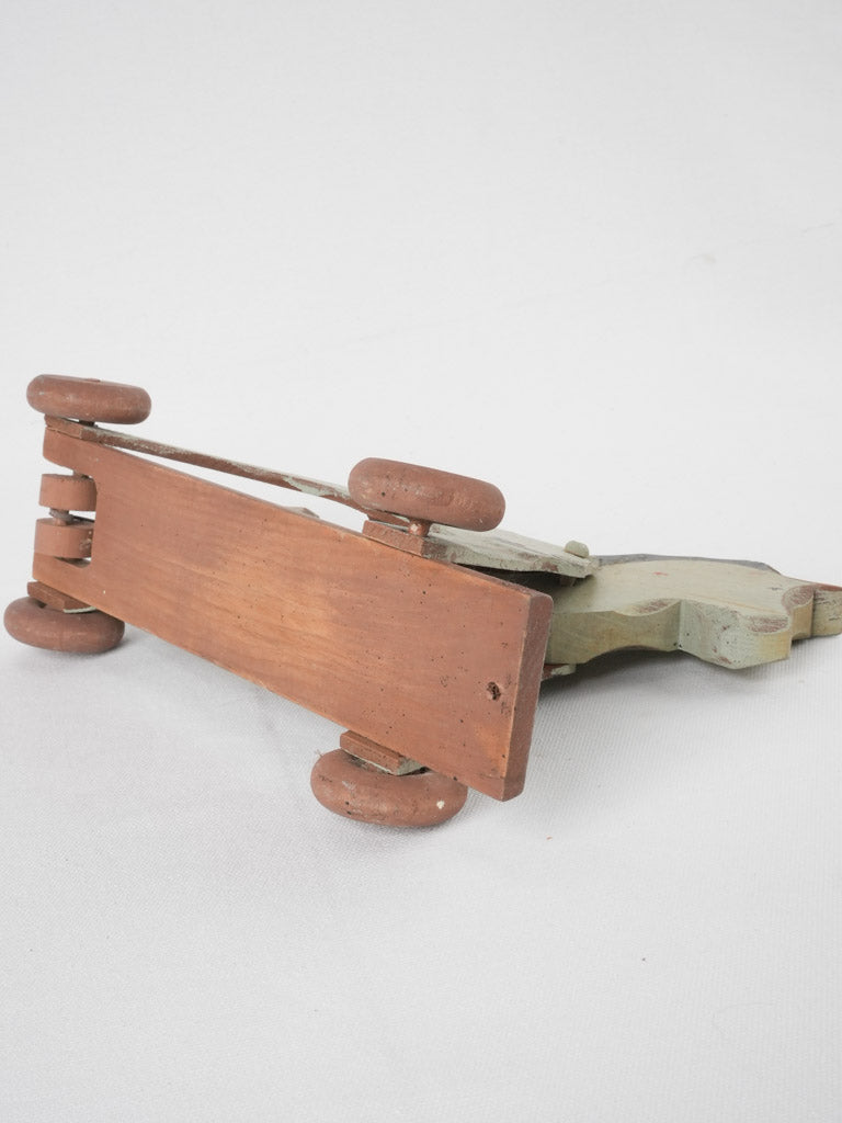 Little antique wooden pull toy horse 9½"