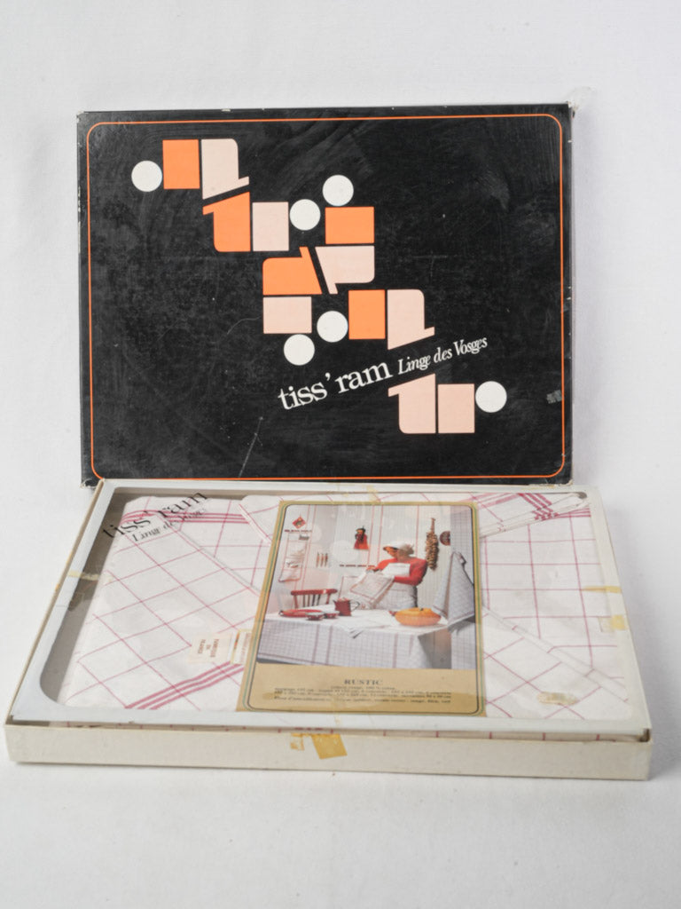 Unused Vintage French table linen set in original box 61" x 80¾"