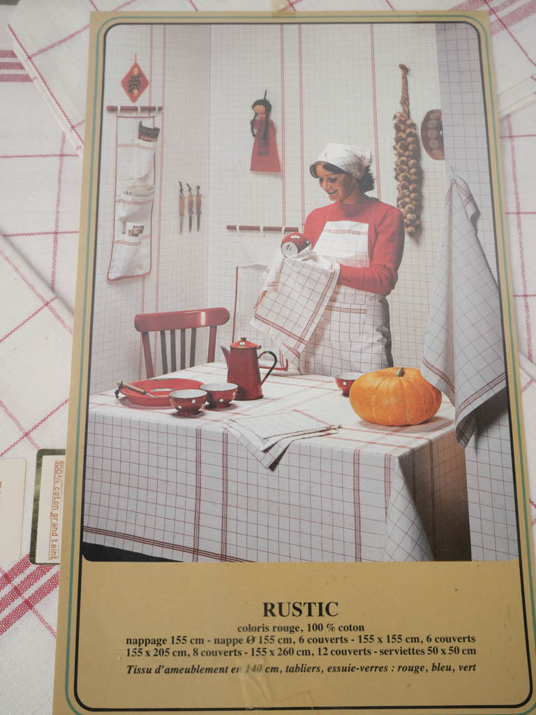 Unused Vintage French table linen set in original box 61" x 80¾"