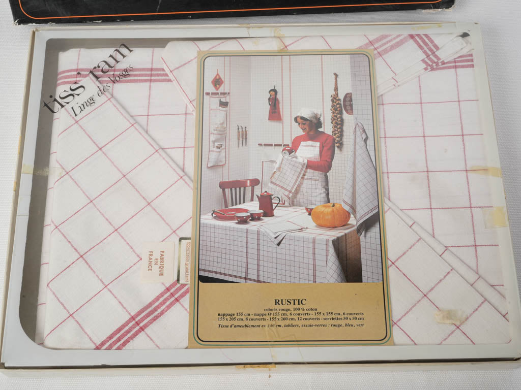 Unused Vintage French table linen set in original box 61" x 80¾"