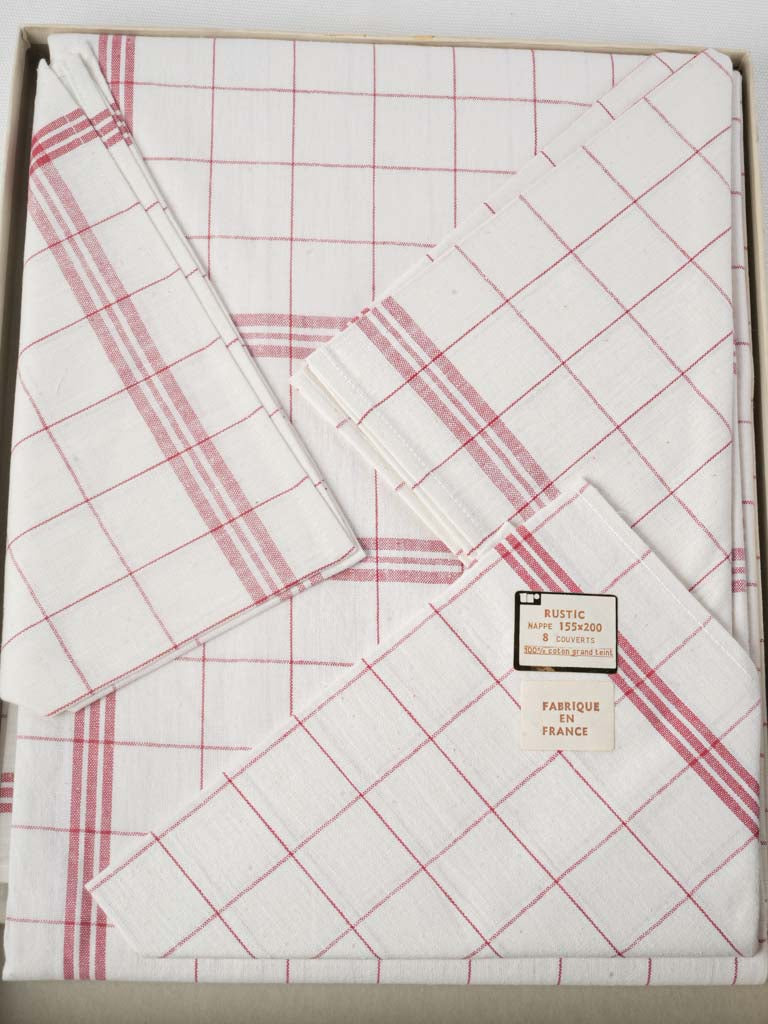 Unused Vintage French table linen set in original box 61" x 80¾"