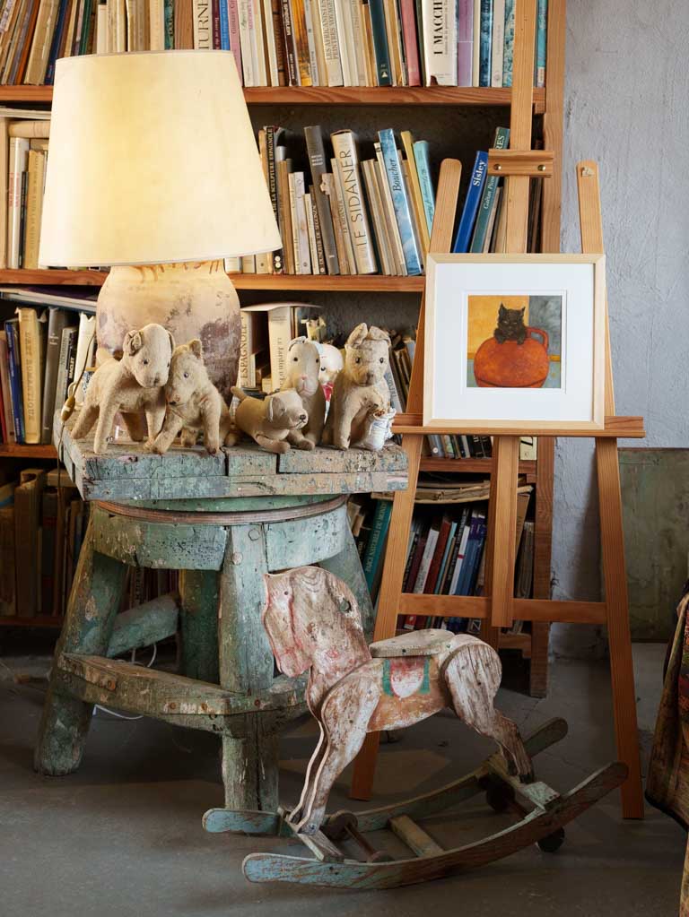 Small Contemporary Painting By Karibou - Chat Poterie (Pottery Cat) - 14¼" x 14¼"