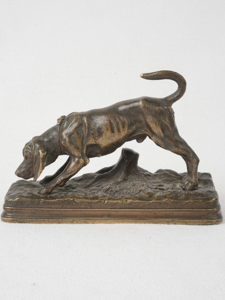 Intricate patina bronze dog figurine