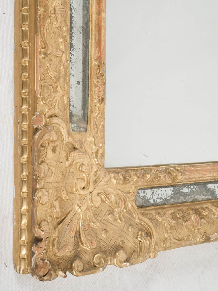 Aged Patina Giltwood Mirror
