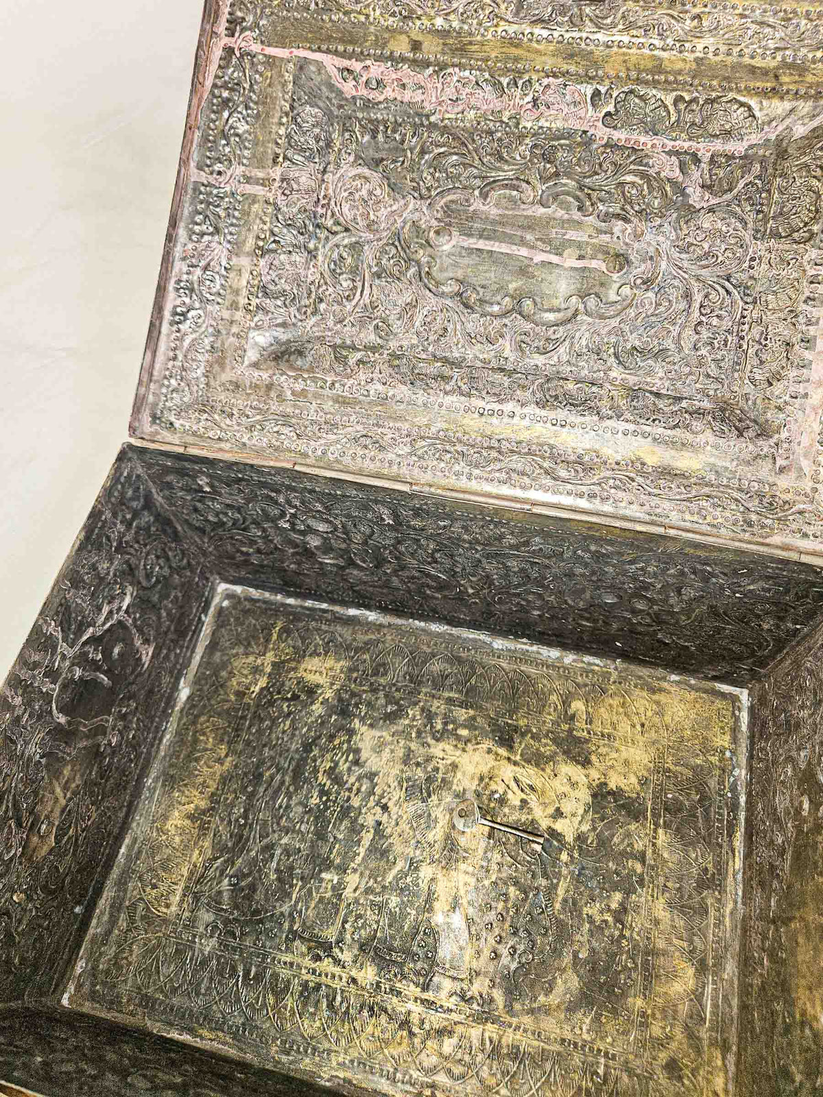 Large Antique Anglo-Indian Silver-Plated Box with Rich Repoussé Work - 9¾" x 14¼"