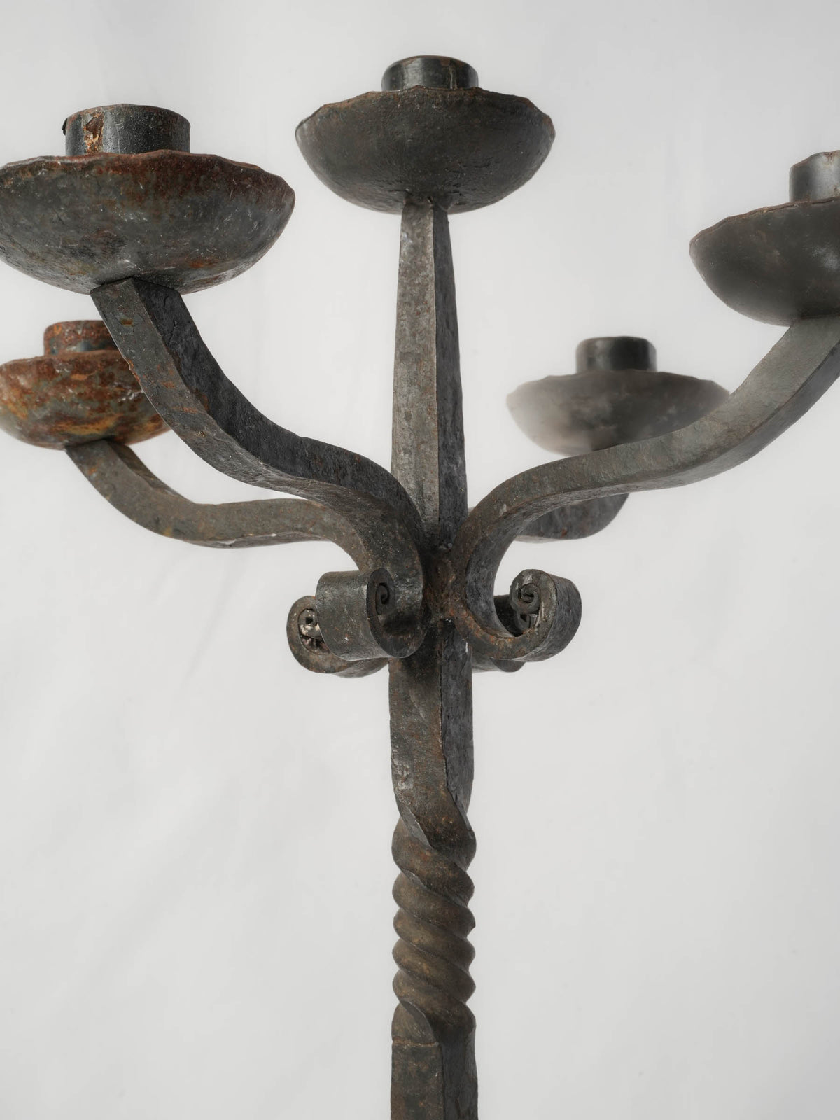 Distinctive mid-century iron candelabra