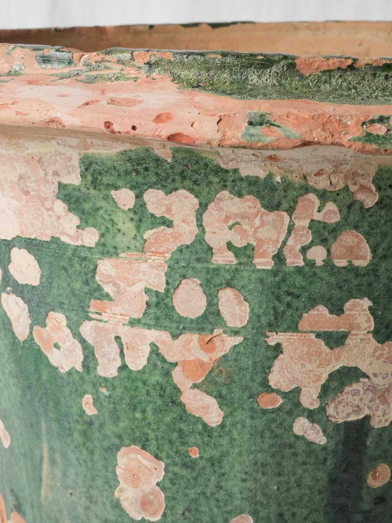 Exceptional Early 19th-Century Anduze Terracotta Planter w/ Green Patina 24"