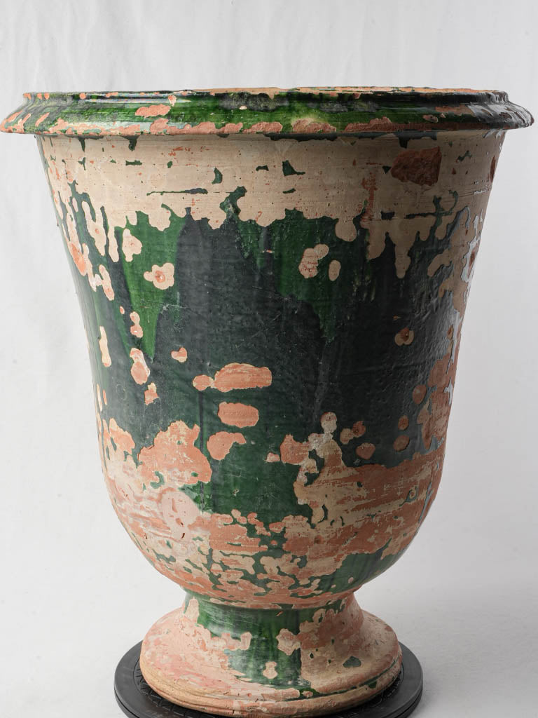 Exceptional Early 19th-Century Anduze Terracotta Planter w/ Green Patina 24"