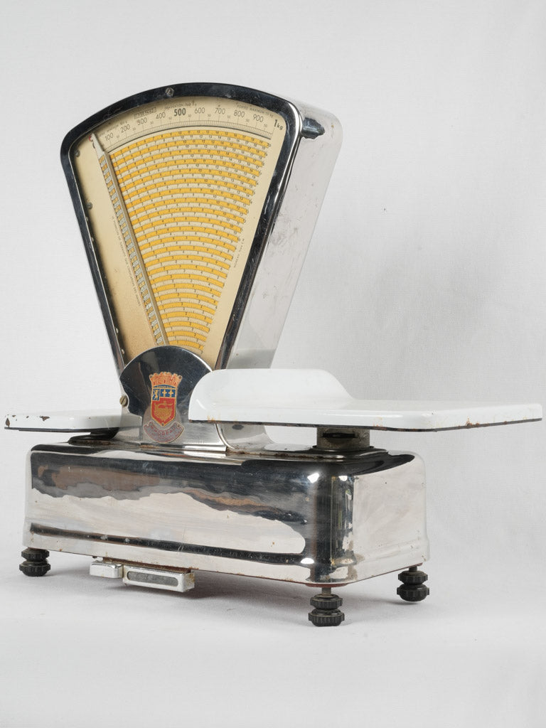 Vintage French chrome butcher's scale