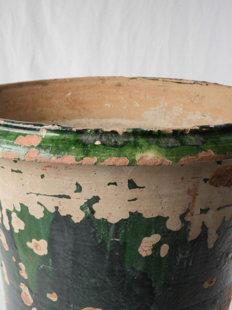 Exceptional Early 19th-Century Anduze Terracotta Planter w/ Green Patina 24"