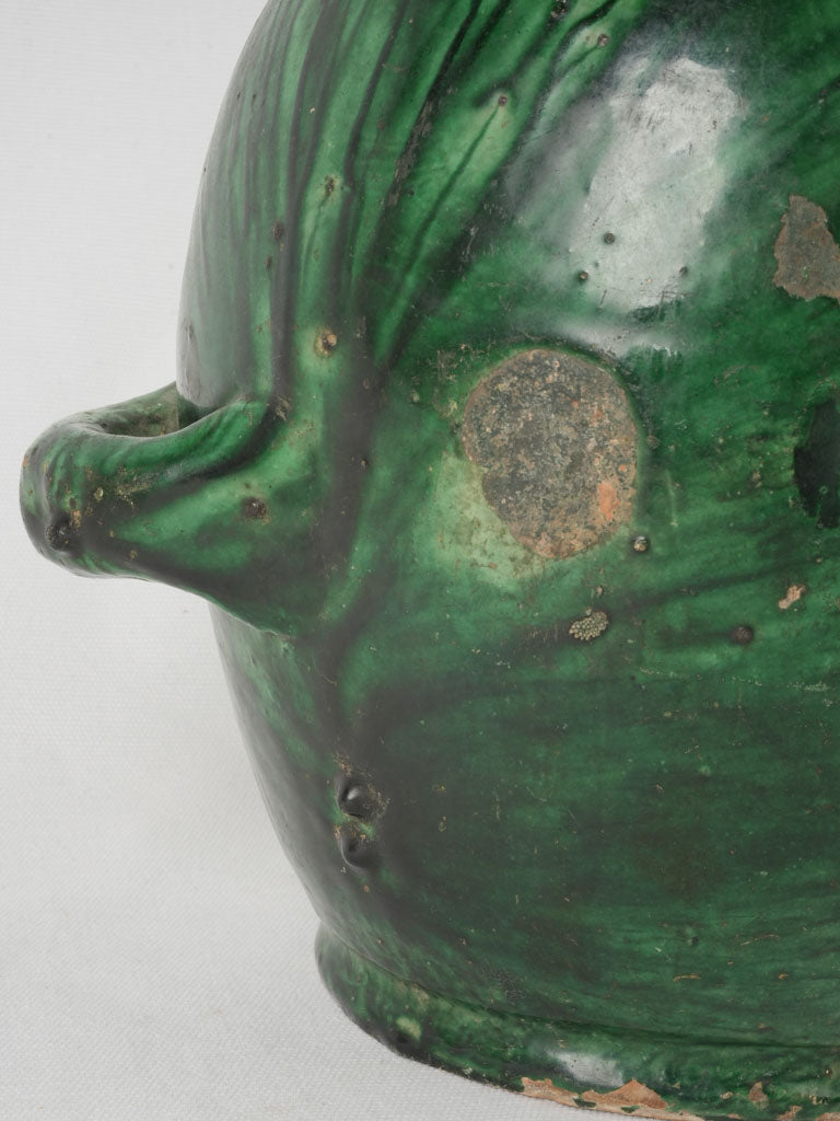 Cultural 19th-Century Green Terracotta Conscience Jug