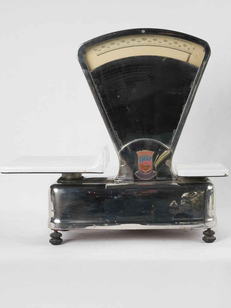 Retro French enamel butcher's scale