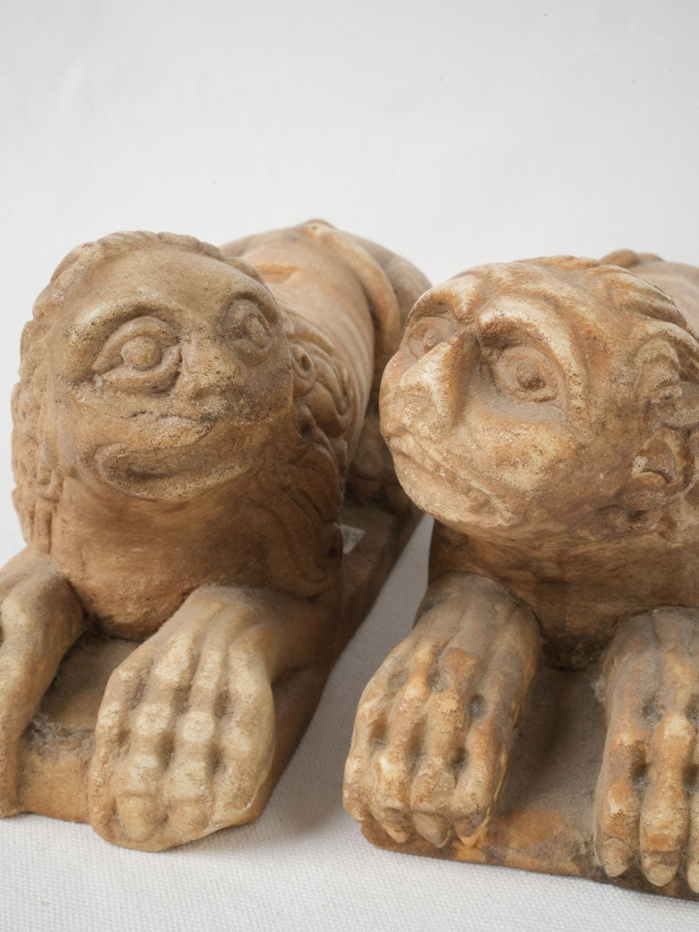 Exquisite warm-toned lion sculptures