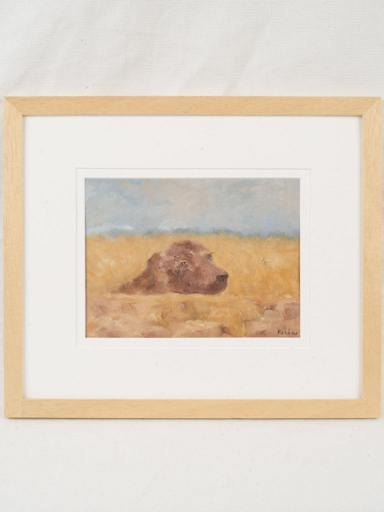 Small Contemporary Painting By Karibou - The Dog Who Would Not Hunt - 13½" x 15¾"