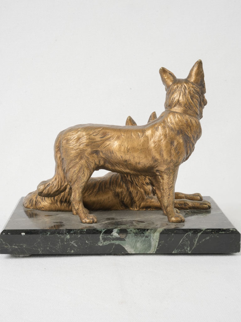 Green marble base bronze art