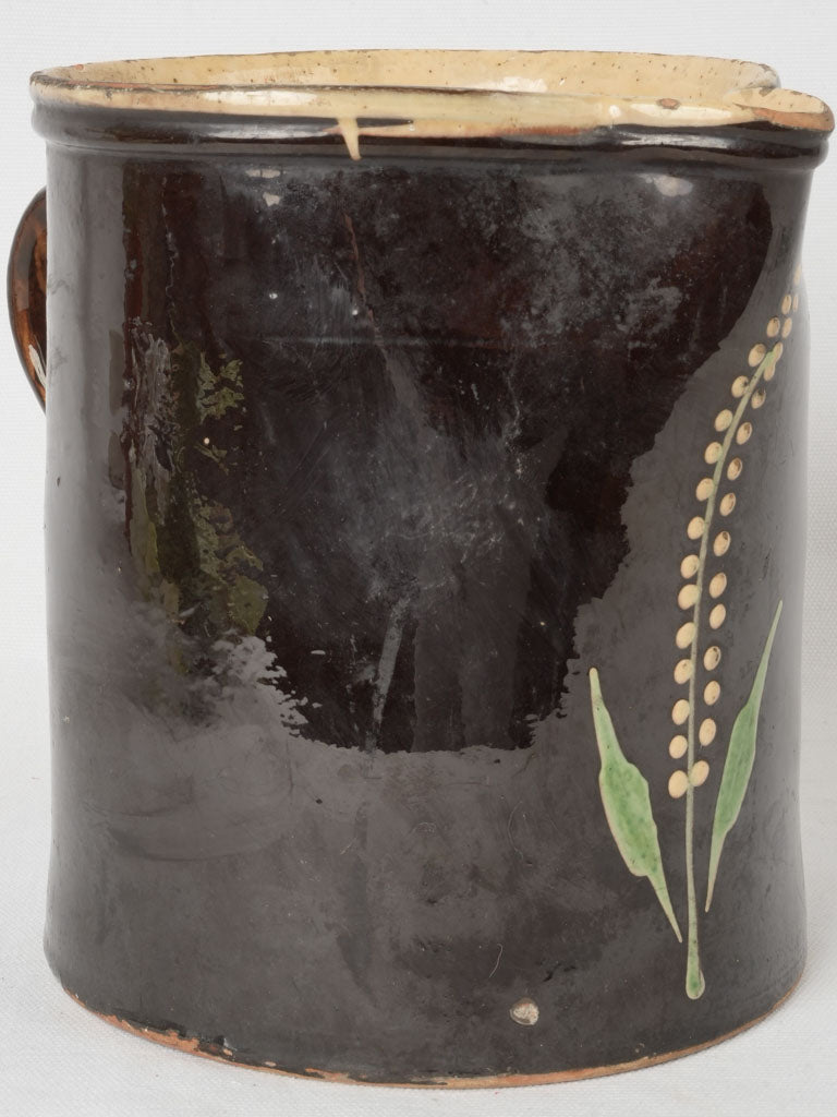 Rustic 19th century French floral jug