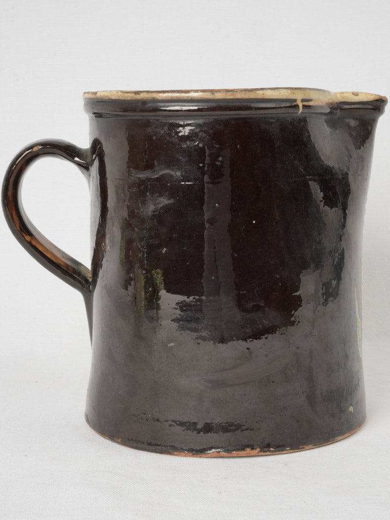 Traditional black floral Savoyard pottery jug