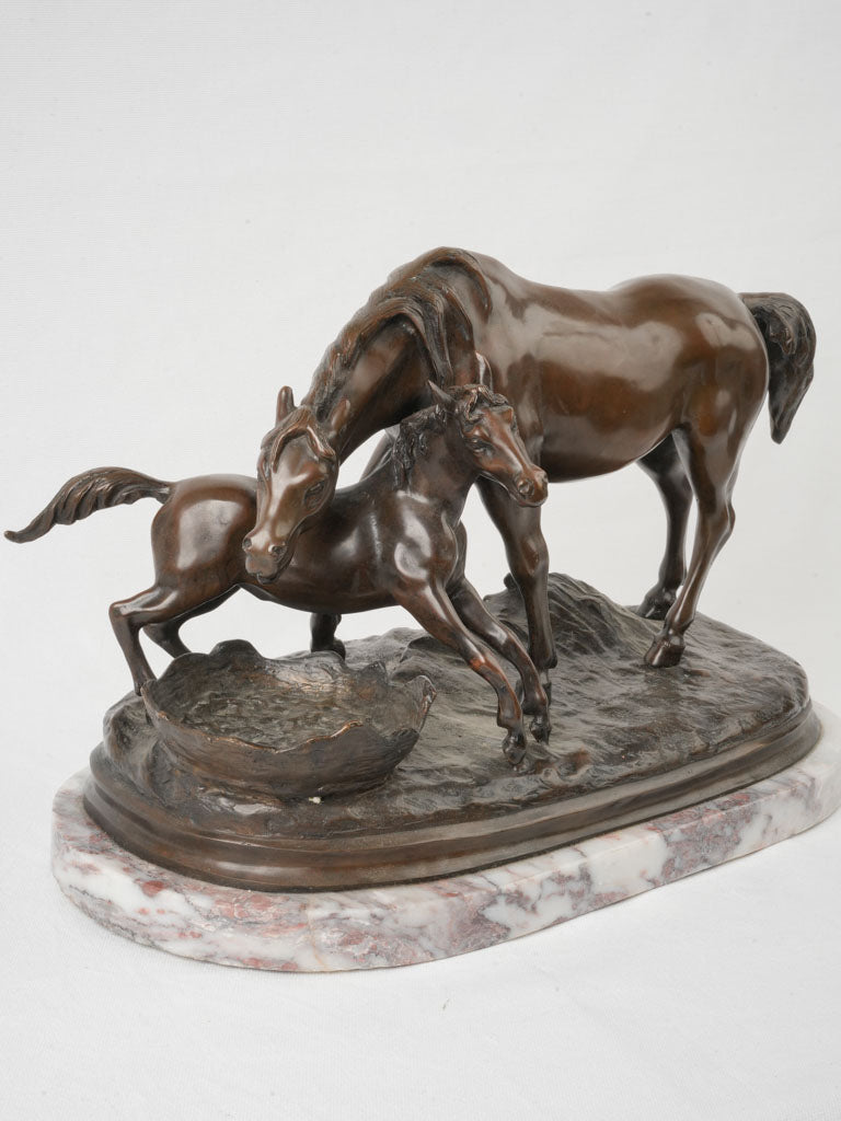 Exquisite bronze sculpture mare foal