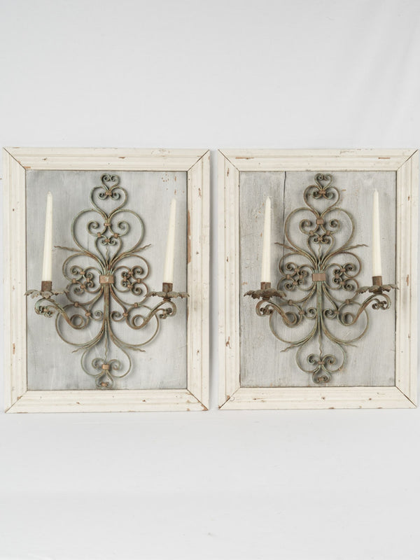 Aged French wrought iron sconces