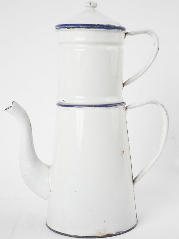 Vintage 1920s white enamel coffee pot