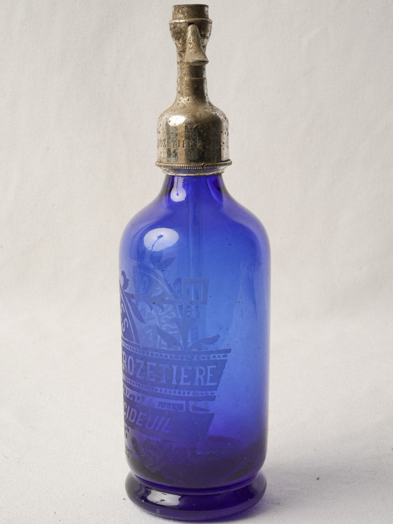 Historic cobalt glass soda siphon