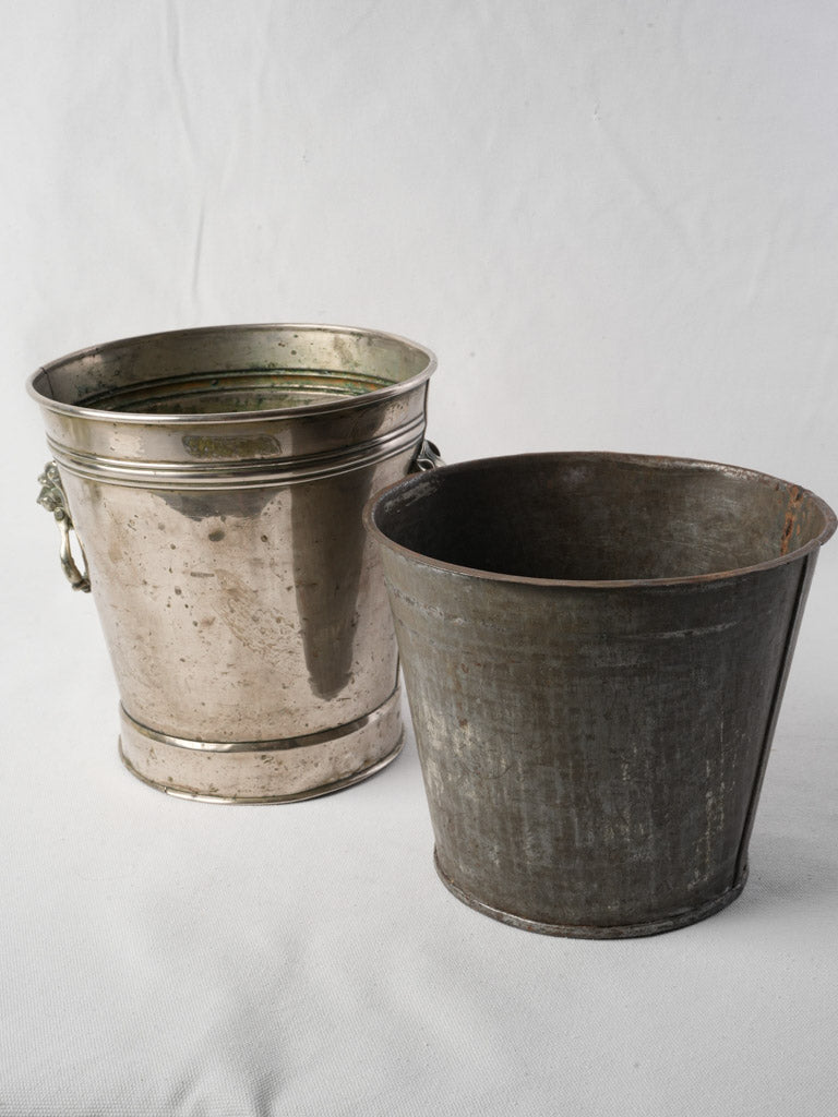 Late 19th-Century Neoclassical Silver-Plated Ice Bucket W/ Lion Ring Handles - 9"