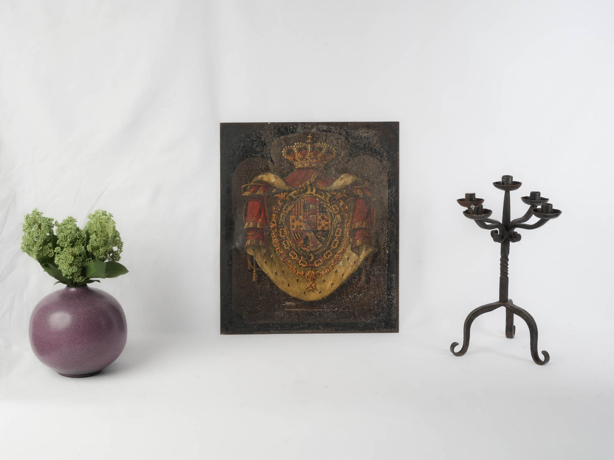 Vintage artisan metalwork iron candelabra