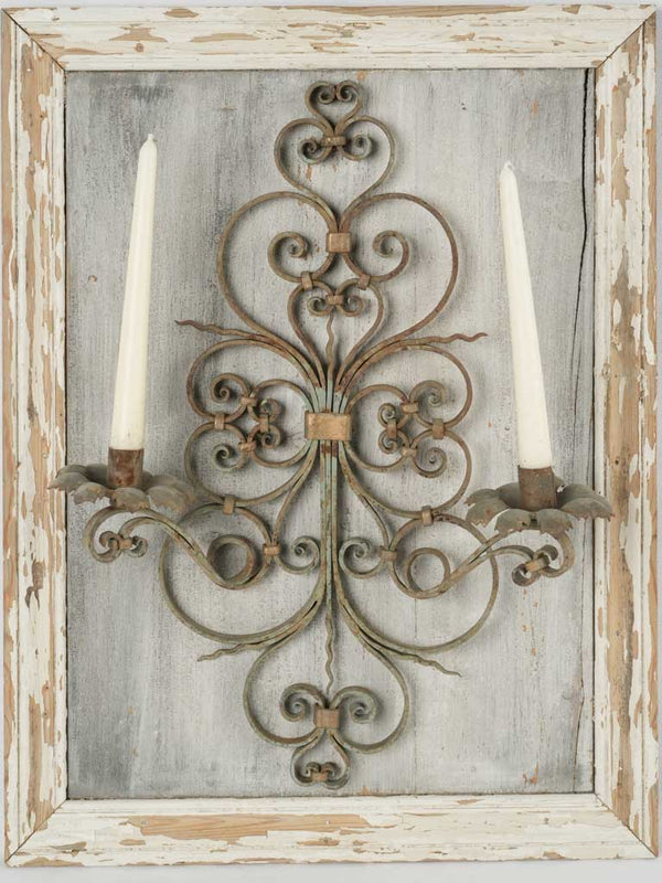 Vintage French rustic wrought iron sconce