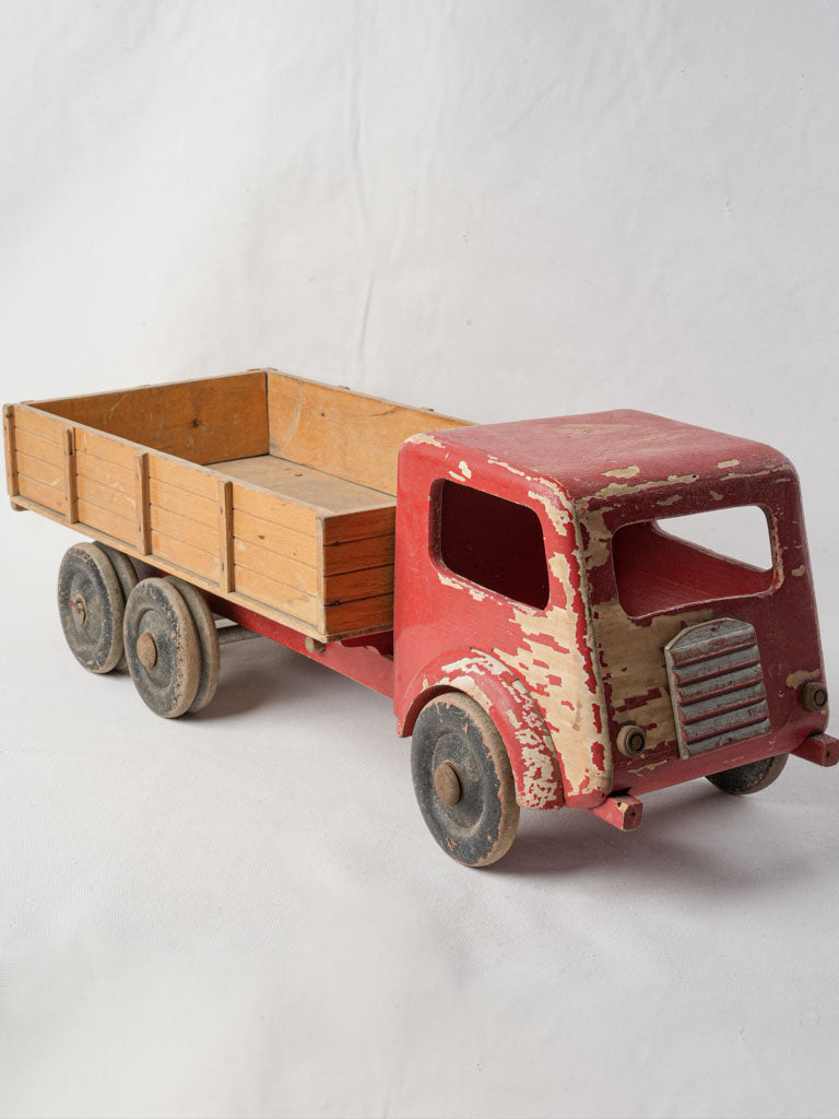 Vintage red wooden toy truck