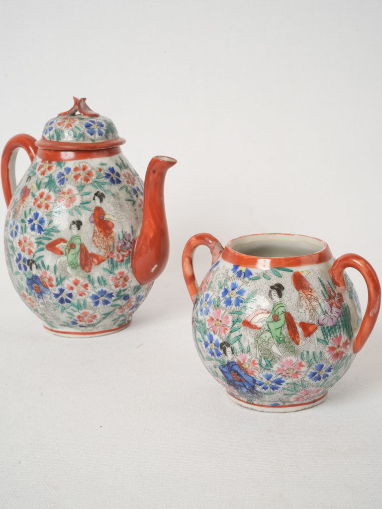 Antique hand-painted Japanese teapot