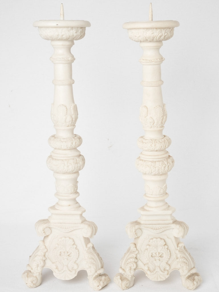 Modern molded marble Sia candlesticks
