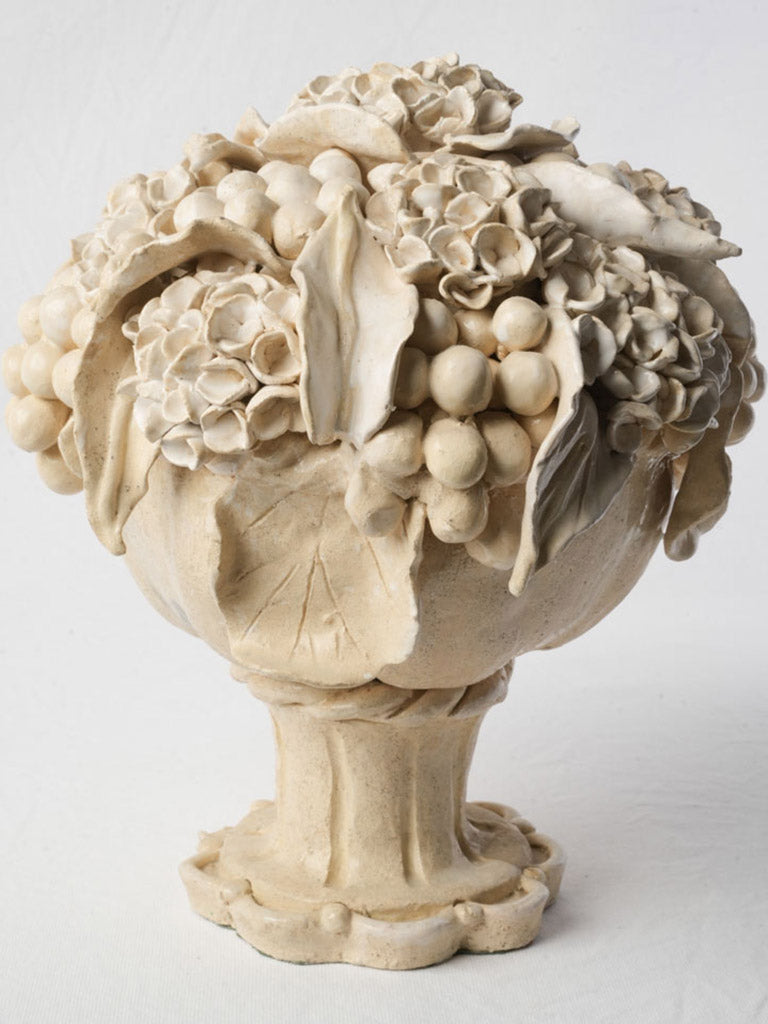 Substantial Hand-Modeled Ceramic Floral Bouquet Centerpiece - 15¼"