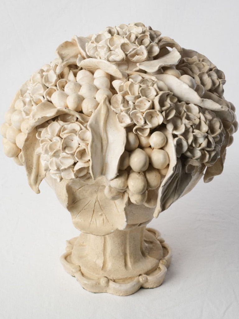 Substantial Hand-Modeled Ceramic Floral Bouquet Centerpiece - 15¼"