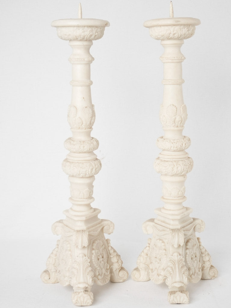Elegant sculptural marble candlesticks