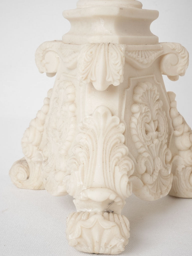 Refined white marble altar candlesticks