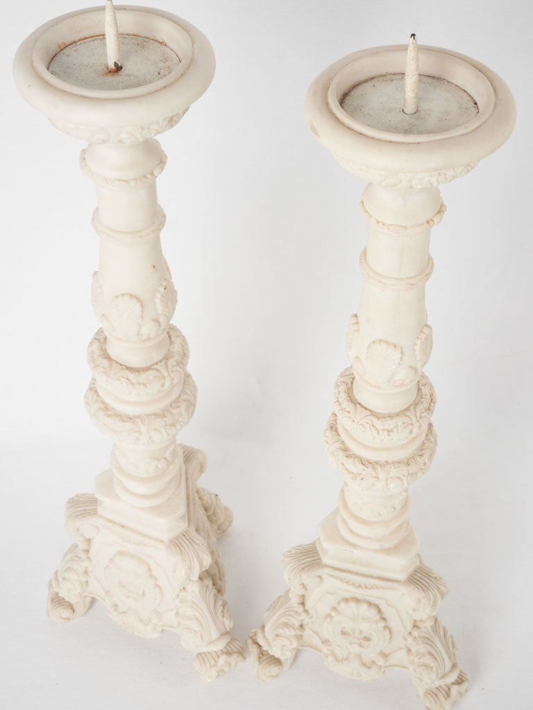 Stately marble Sia altar candleholders