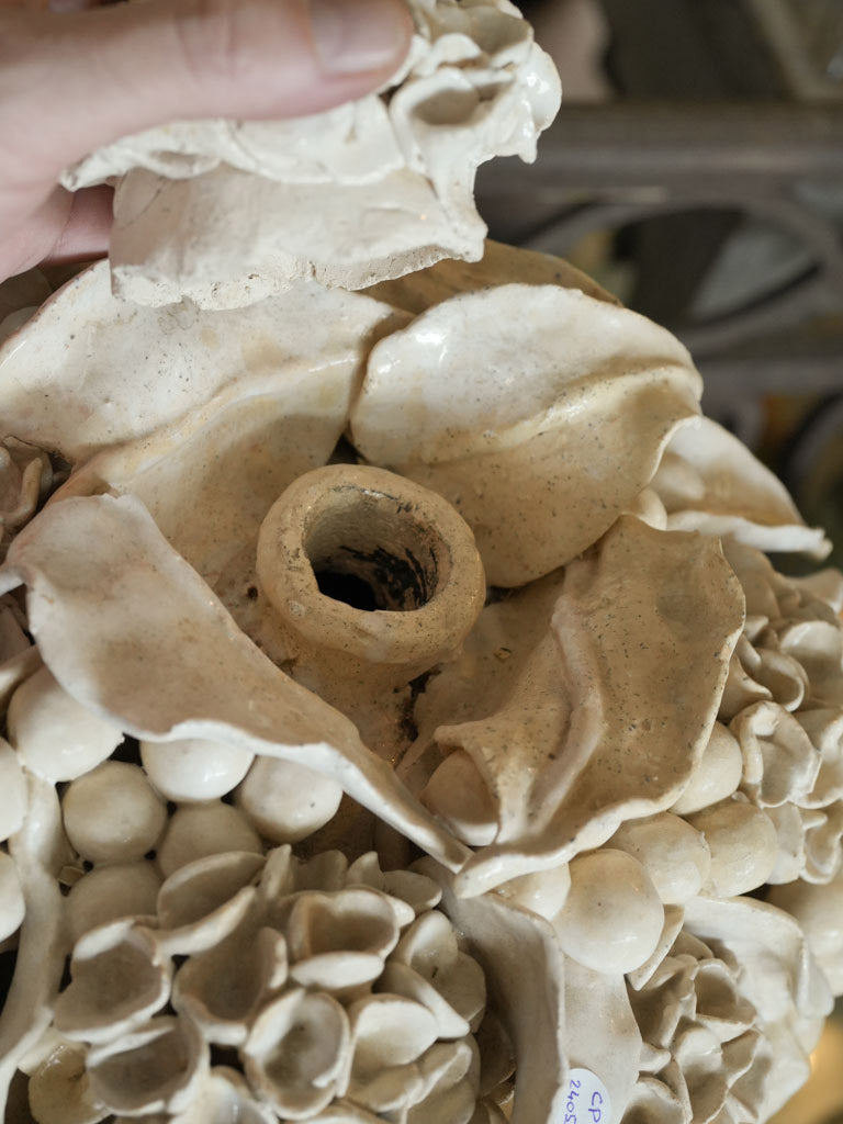 Substantial Hand-Modeled Ceramic Floral Bouquet Centerpiece - 15¼"