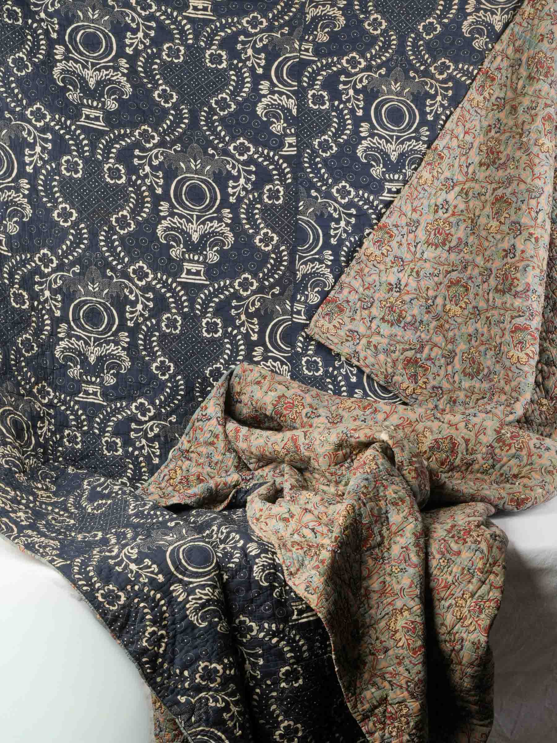 Late 18th-Century Provençal Boutis Coverlet in Indigo Toile de Nîmes - 94½" x 89¾"