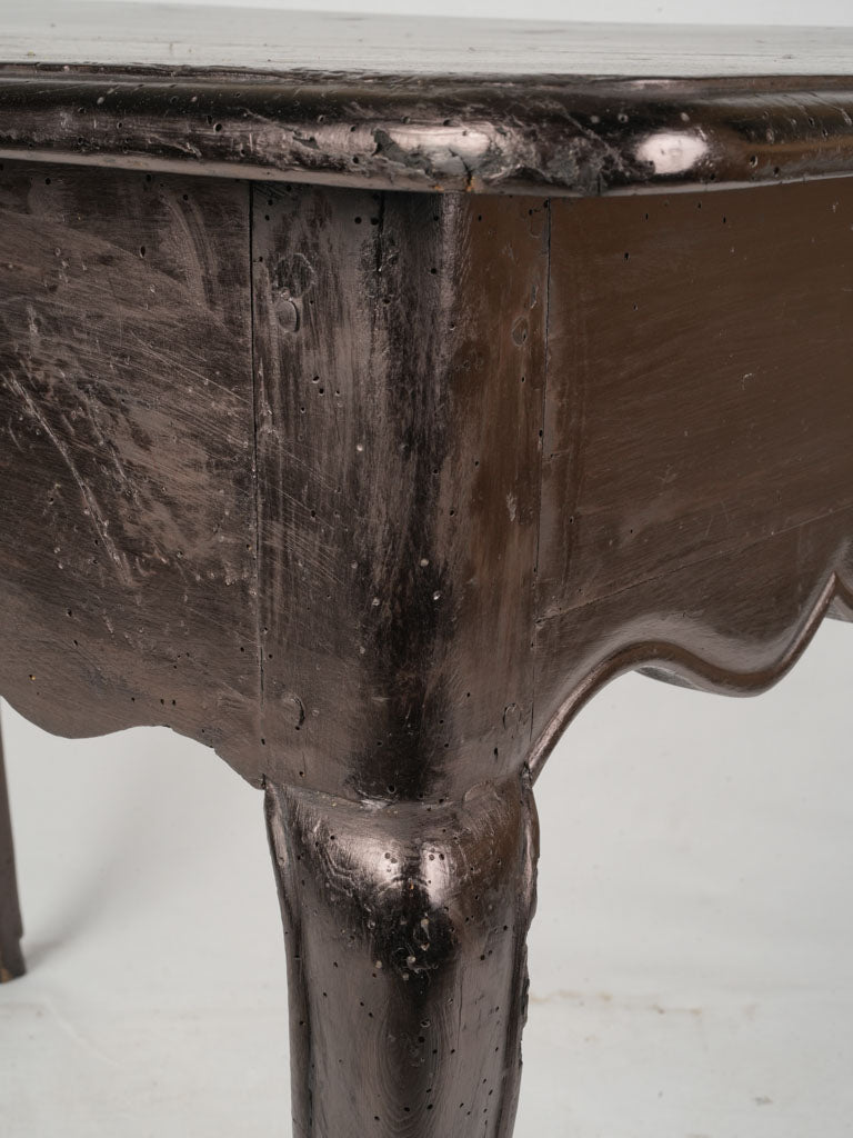 Polished walnut wood console